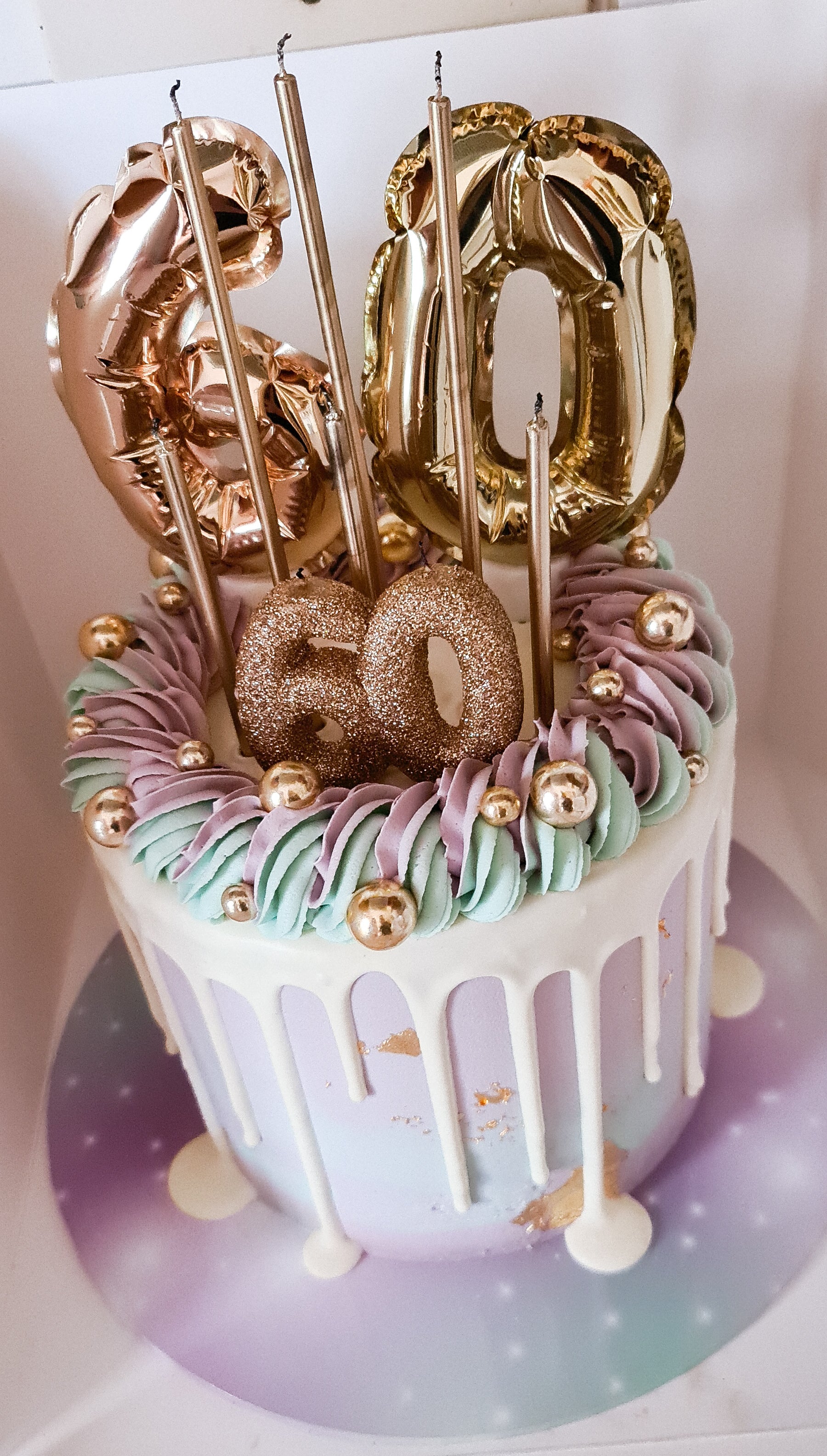 Lilac and blue galaxy cake